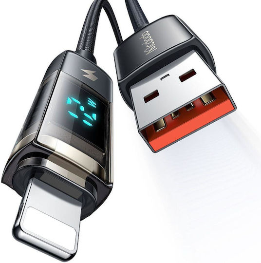 Mcdodo Cable Usb To Lightning Display Auto Power Off Fast Charging 1.2m Black