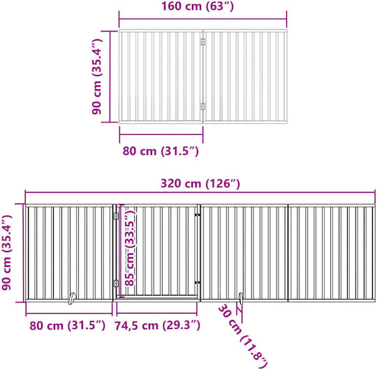 vidaXL Divider Dog in White Color 960 x 90cm