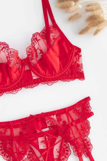 Decoro Sexy Dessous-Sets mit Spitze & Straps Rot