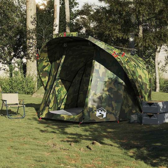 vidaXL Camping Tent Tunnel Green for 4 People
