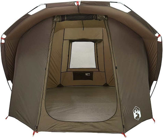 vidaXL Camping Tent Tunnel Brown for 4 People 260x276x179cm