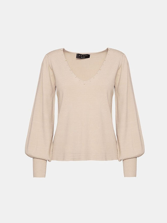 Lynne Women's Sweater with V Neckline cream