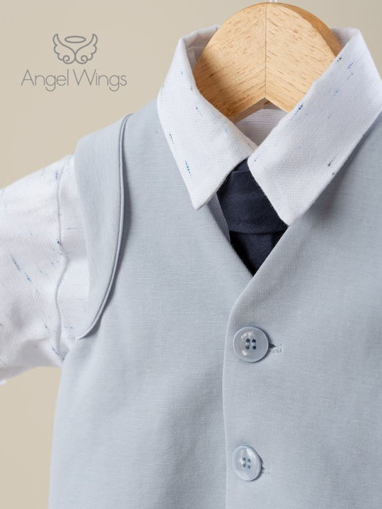 Angel Wings Boys Baptism Suit with Vest Dennis Navy Blue
