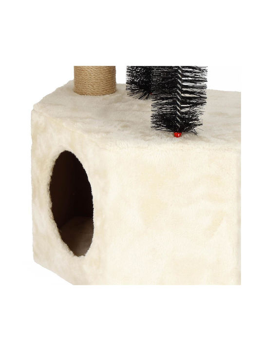 Ansamblu de Joacă pentru Pisici cu Stâlp de Scratching, Loc de Ascuns, Pat, Hamac, Minge 154cm Crem