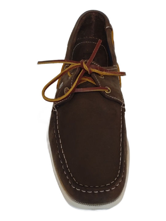 Δερμάτινα Ανδρικά Boat Shoes σε Καφέ Χρώμα