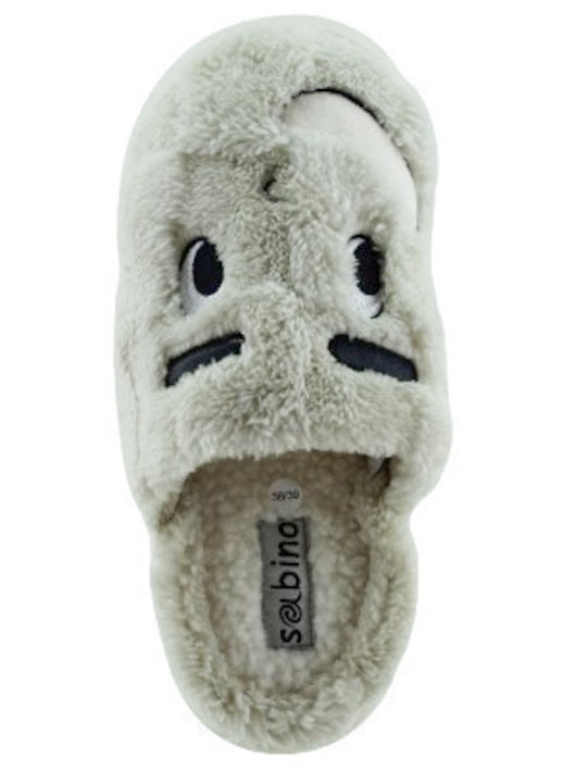 Winter Women's Slippers with Fur Beige G-CW234330
