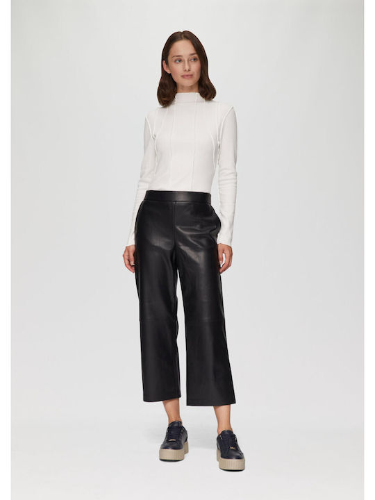 s.Oliver Women's Leather Trousers Black