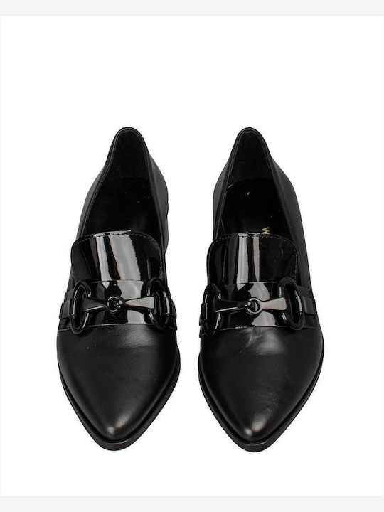 Leather Women's Loafers in Black Color