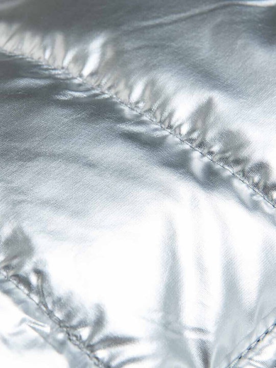 Kids' Quilted Jacket with Hood Silver
