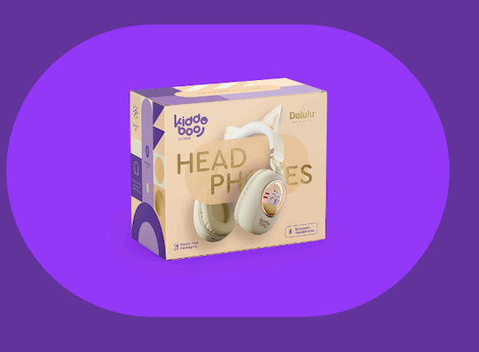 Kiddoboo Delulu Bluetooth Wireless On Ear Headphones with 6 hours of Operation Gold