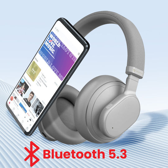 Forcell F-AUDIO Touch Beat Ασύρματα Bluetooth On Ear Ακουστικά με 30 ώρες Λειτουργίας Γκρι