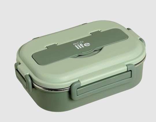 Ecolife Cutlery Δοχείο Φαγητού Inox Πράσινο με Χωρίσματα 1lt