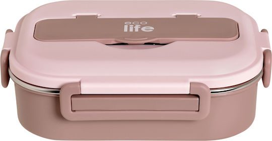 Ecolife Cutlery Cutie de Prânz Inox Roz Cu Compartimente 1lt