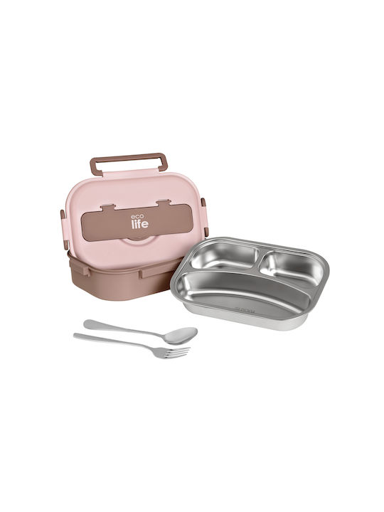 Ecolife Inox Lunch Box Cutlery Pink 1000ml
