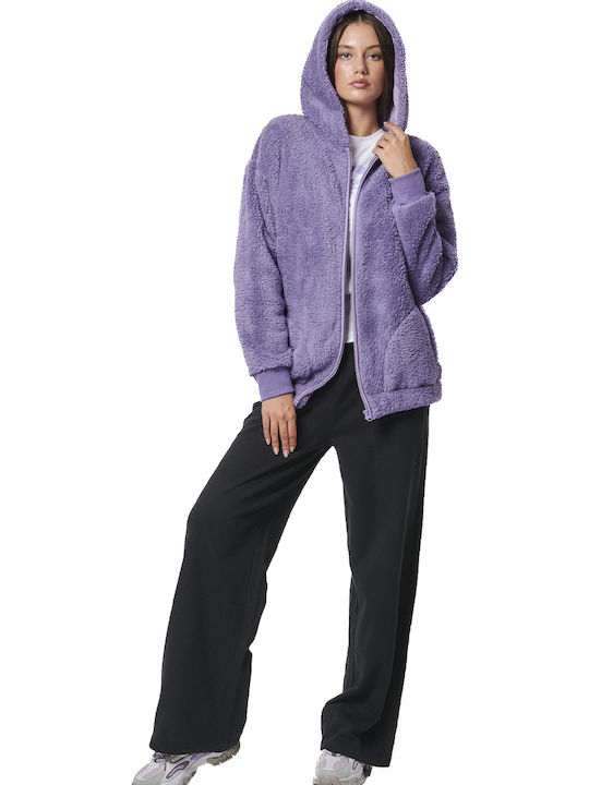 Women's Cardigan with Zipper Purple