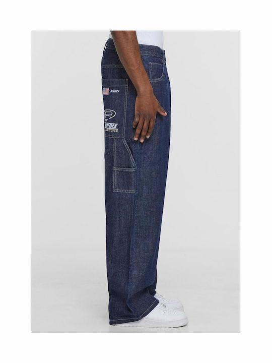 Ανδρικό Παντελόνι Τζιν με Regular Baggy Εφαρμογή Raw Indigo