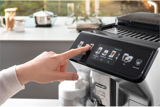 De'Longhi Eletta Explore Αυτόματη Μηχανή Espresso 1450W Πίεσης 19bar για Cappuccino με Μύλο Άλεσης Ασημί ECAM 450.55.S