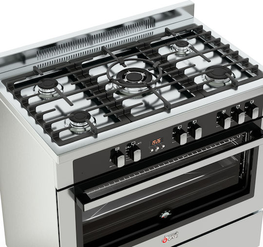Thermogatz TGS PRO 2090 IX Erdgasherd 89Es mit Erdgas-Kochfeldern B89.8cm. Inox