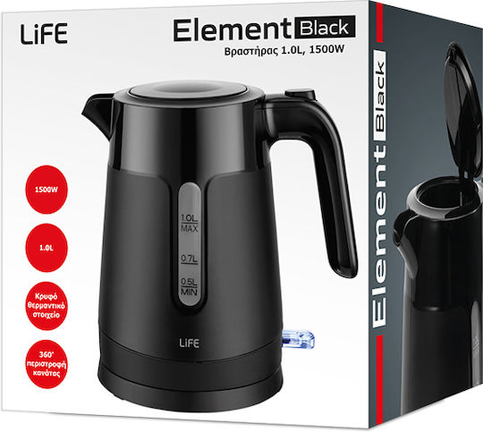 Life Kettle 1lt 1500W Black 221-0420