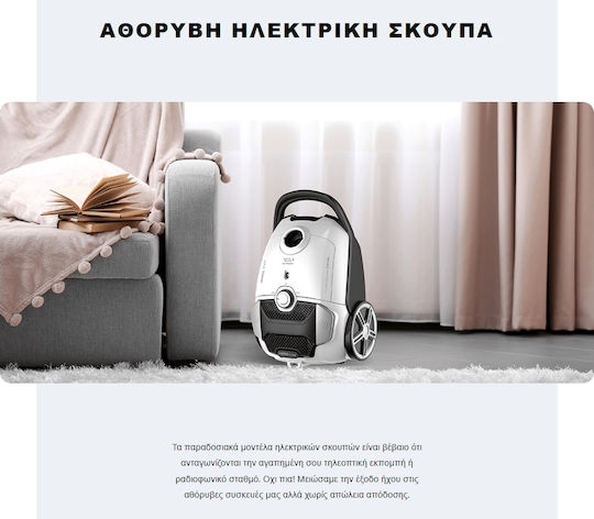 Tesla BG400W Ηλεκτρική Σκούπα 700W με Σακούλα 3lt Λευκή
