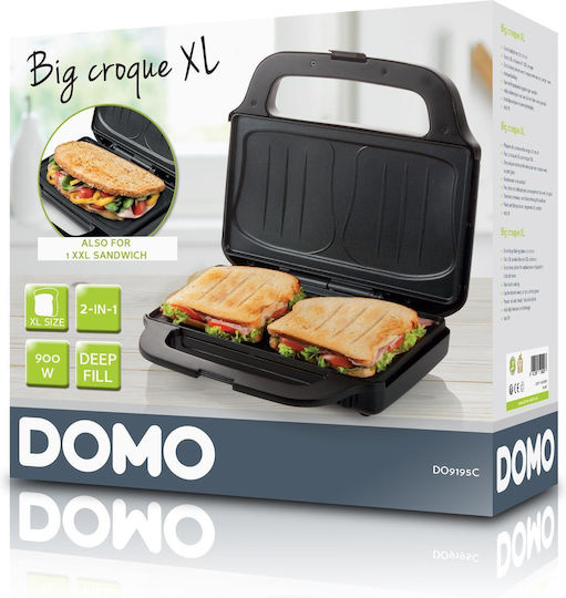 Domo Sandwich Maker for for 1 Sandwich Sandwiches 900W Gray