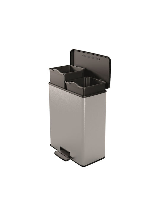Curver Abfalleimer Abfall Metallisch mit Pedal Gray 65Es 1Stück