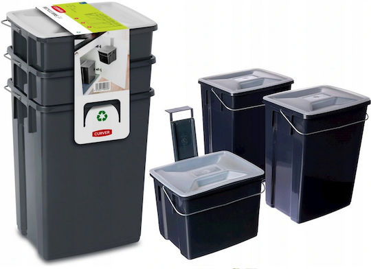 Curver Set Bio Waste Bins Abfalleimer Recycling Kunststoff Schwarz 1Stück