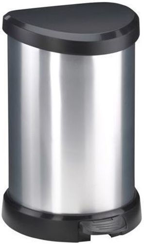 Curver Plastic Waste Bin with Pedal Black-Silver 20L