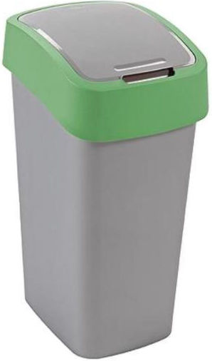 Curver Pacific Flip Waste Bin Plastic with Floating Lid Green 10L