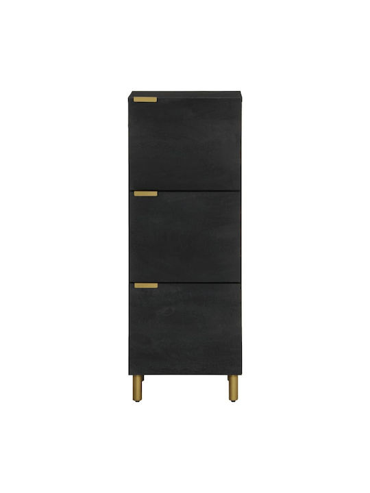 Living Room Display Cabinet Made of Wood and Metal Black 40x33x110cm