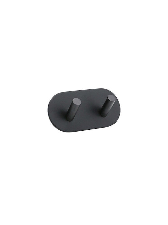 Bormann Haken Badezimmer Doppelt Aufkleber ​9.5x4.5cm Inox Schwarz