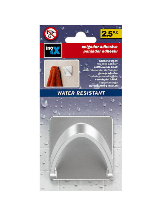Inofix Ribbon Άγκιστρο Μπάνιου Μονό με Αυτοκόλλητο ​6.5x4.5cm Ασημί