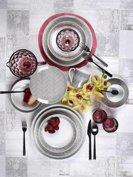 Cryspo Trio Plaza Σετ Φλιτζάνια Καφέ από Πορσελάνη Γκρι 100ml 6τμχ