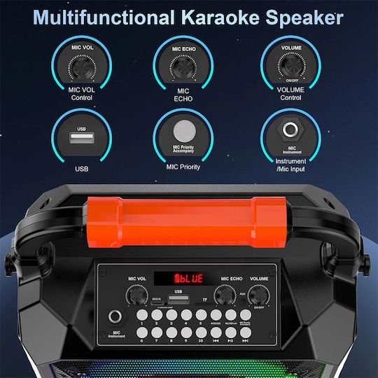 JYX Boxă Karaoke cu Microfoane Fără Fir și Efecte de Iluminare JYX-T17-T Negru