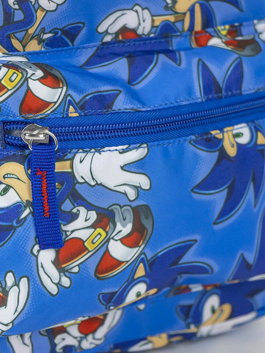 Sonic Σχολική Τσάντα Πλάτης Δημοτικού Μπλε