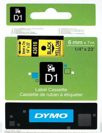 Dymo 43618 Bandă de Etichetare 7m x 6mm în Culoarea Negru 1buc