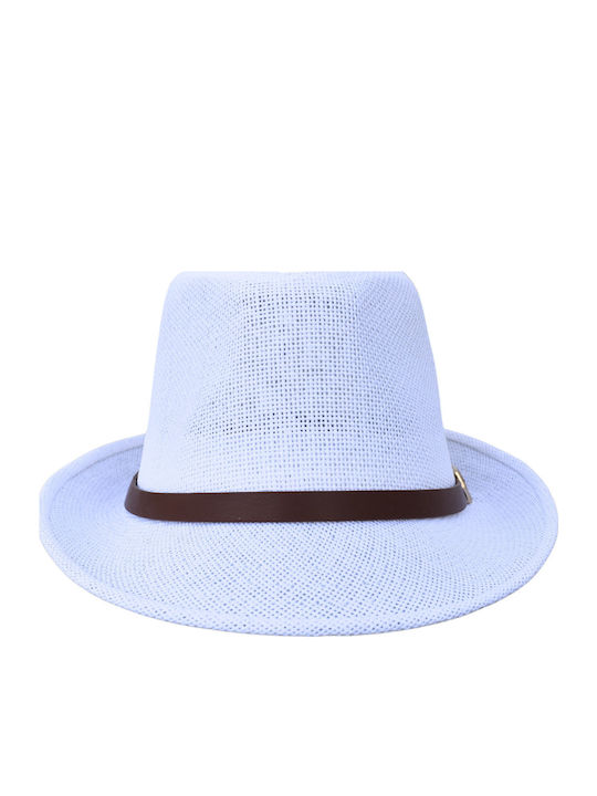 Pălărie Pentru Bărbați Din Paie Fedora Albă M5720