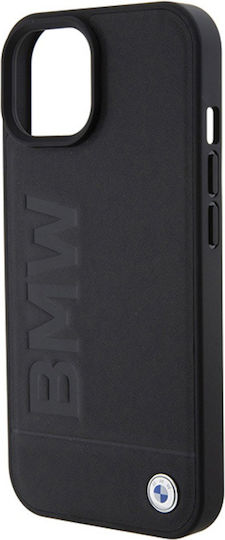 BMW Umschlag Rückseite Leder Schwarz (iPhone 15)