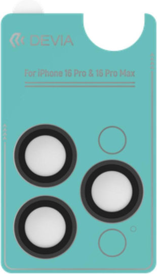 Devia Folie Glas Kamera Peak Serie iPhone 16 Pro 16 Pro Max Pack 3 Schwarz