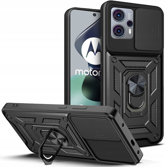 Techsuit Shield Umschlag Rückseite Kunststoff / Silikon Schwarz (Moto G13)