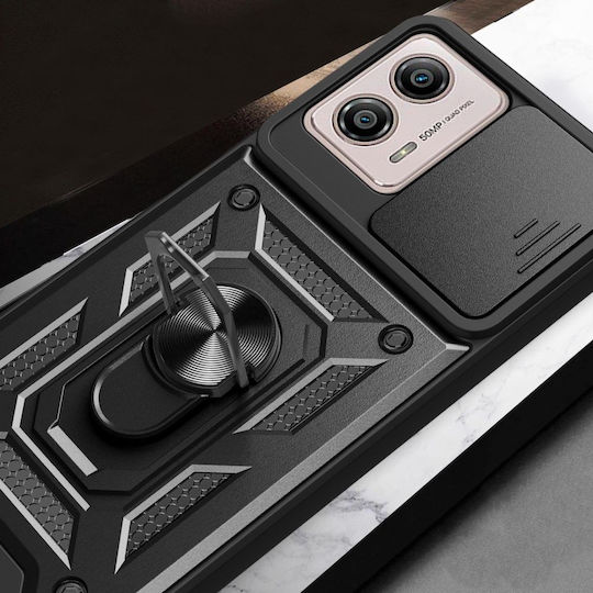 Techsuit Shield Umschlag Rückseite Kunststoff / Silikon Schwarz (Moto G13)