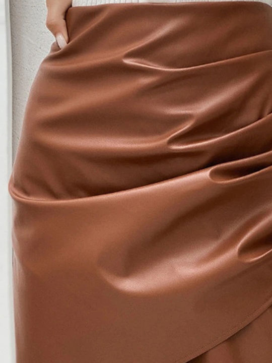 Piele Mini Fustă Brown