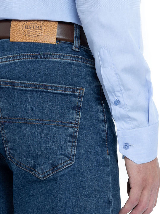 Ανδρικό Παντελόνι Τζιν Ελαστικό Regular Straight Fit Σκούρο