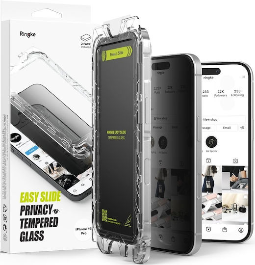 Ringke Privacy Tempered Glass 2τμχ (iPhone 17 / 17 Pro / 16 Pro)