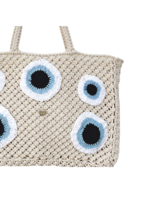 Fabric Beach Bag with design Eye White