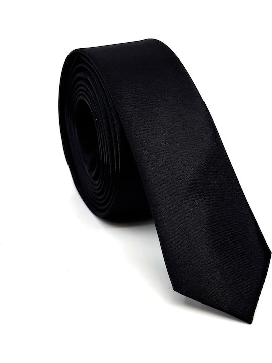 Legend Accessories Σετ Ανδρικής Γραβάτας Μονόχρωμη σε Μαύρο Χρώμα