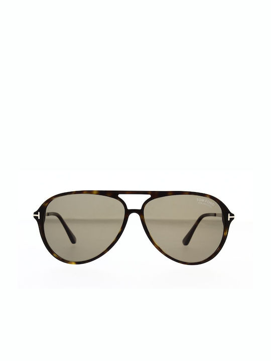 Tom Ford Men's Sunglasses with Brown Tartaruga Frame and Brown Polarized Lens TF909 52H