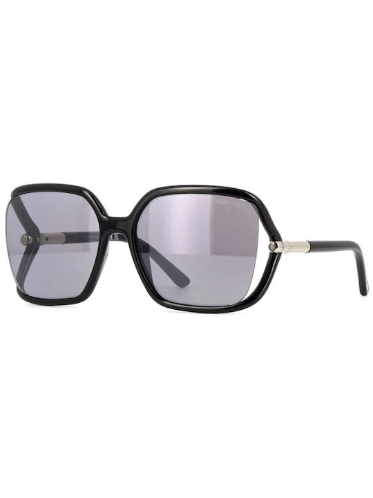 Tom Ford Women's Sunglasses with Black Plastic Frame and Gray Lens TF1089 01C