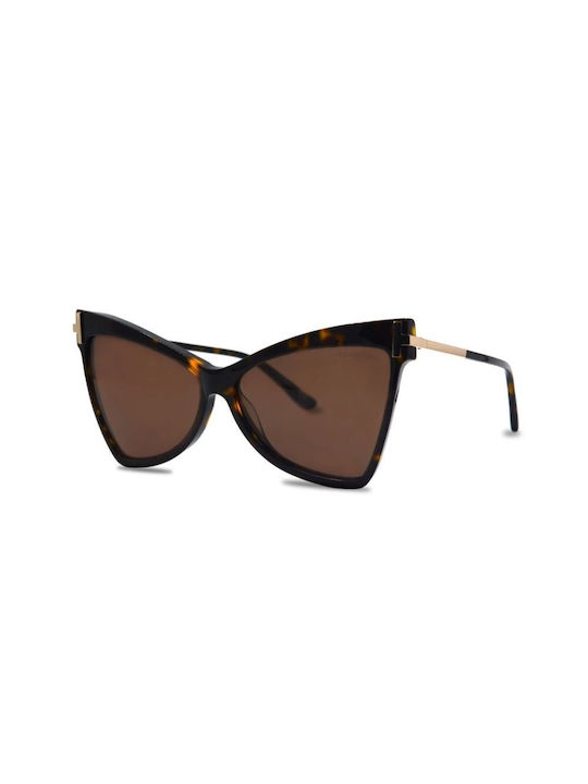 Tom Ford Women's Sunglasses with Brown Tartaruga Frame and Brown Polarized Lens TF767 52E