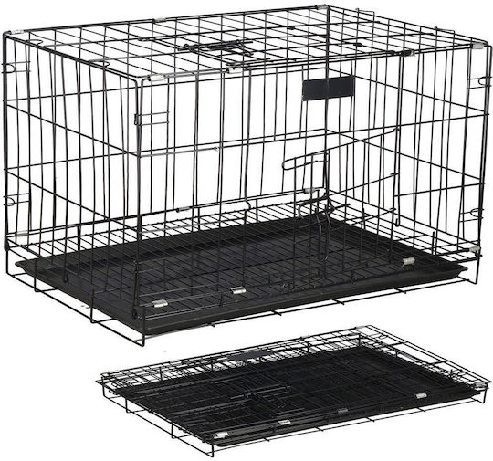 Cușcă de Sârmă pentru Câini Small cu 2 Uși Neagră 93x67x56cm